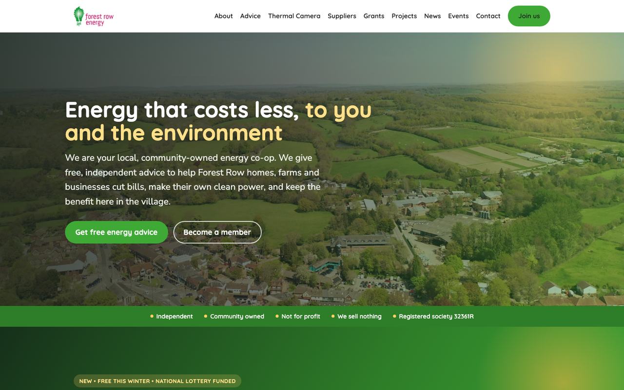 The Forest Row Energy website on a desktop screen