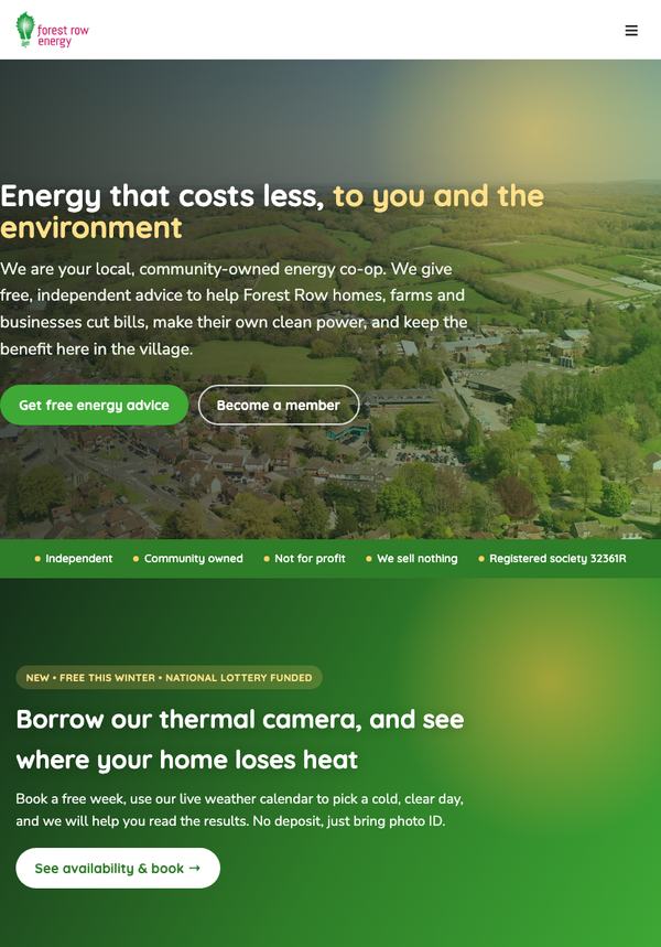The Forest Row Energy website on an iPad