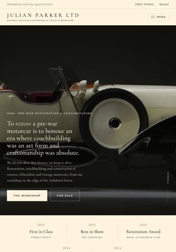 The Julian Parker Ltd website on an iPad