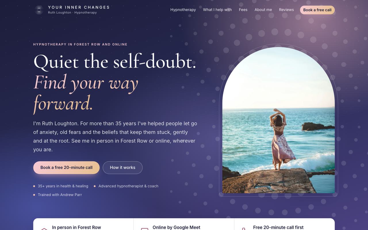 The Your Inner Changes website on a desktop screen
