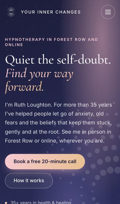 The Your Inner Changes website on a phone